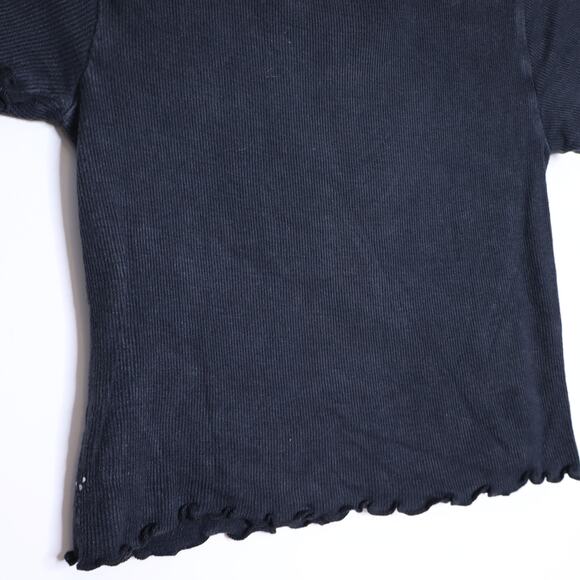 FP MOVEMENT Madeline Funnel Baby Tee Black Ribbed Crop Length Top Women's XS/S - Picture 9 of 10